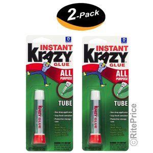 Krazy Glue Instant strong Glue crazy fast Tube All Purpose 0.07oz. Tube (2 Pack)